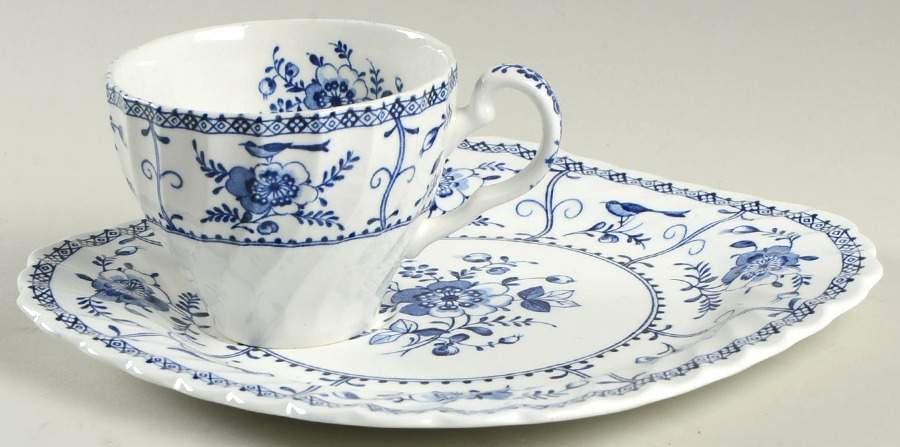 Indies Blue Snack Plate & Cup Set by Johnson Brothers-1
