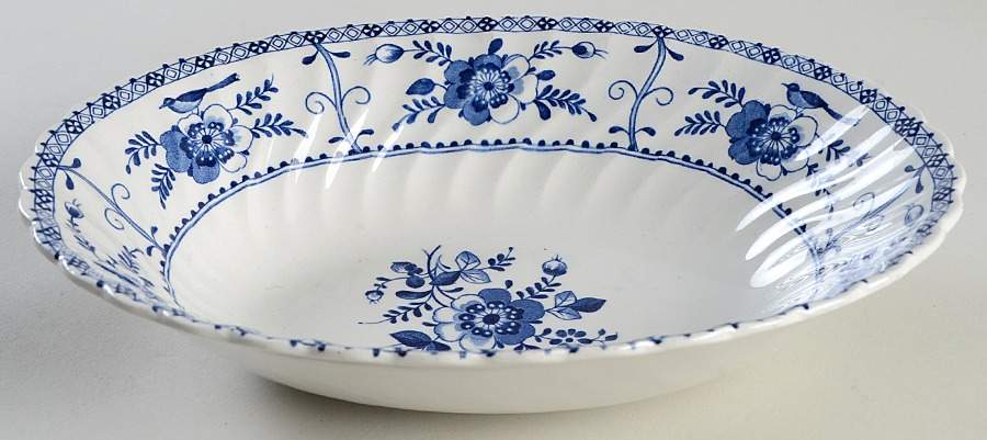 Indies Blue 9" Oval Vegetable Bowl by Johnson Brothers-1