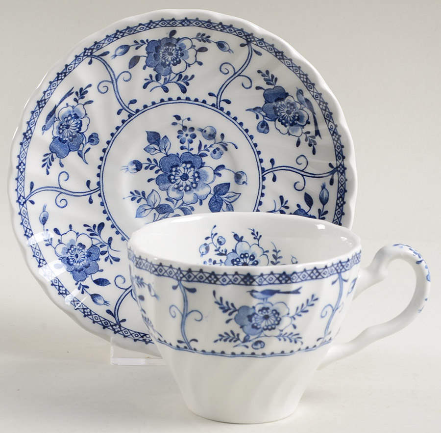 Indies Blue Flat Cup & Saucer Set by Johnson Brothers-1