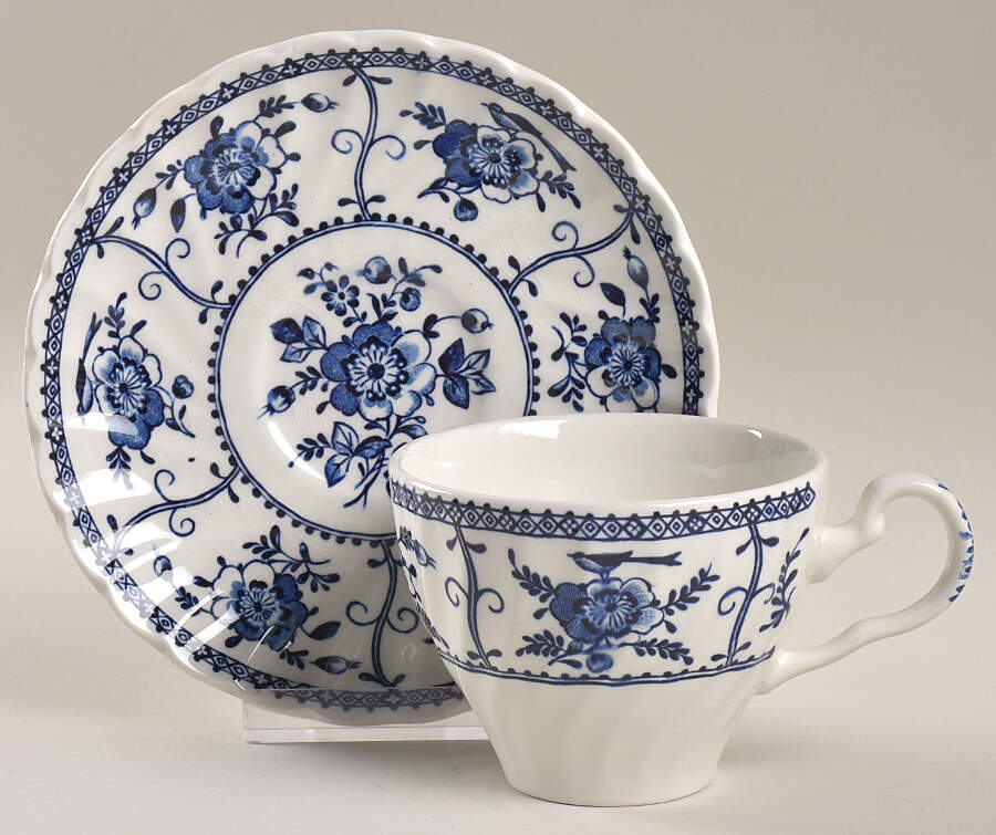 Indies Blue Flat Cup & Saucer Set by Johnson Brothers-1