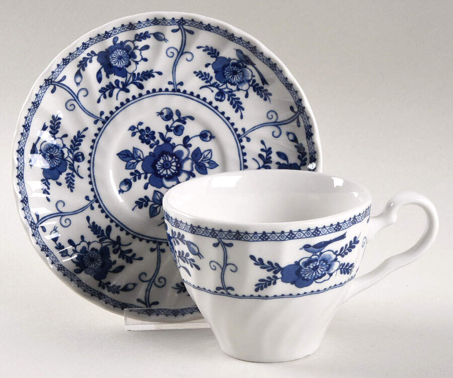 Indies Blue Oversized Cup & Saucer Set by Johnson Brothers-1