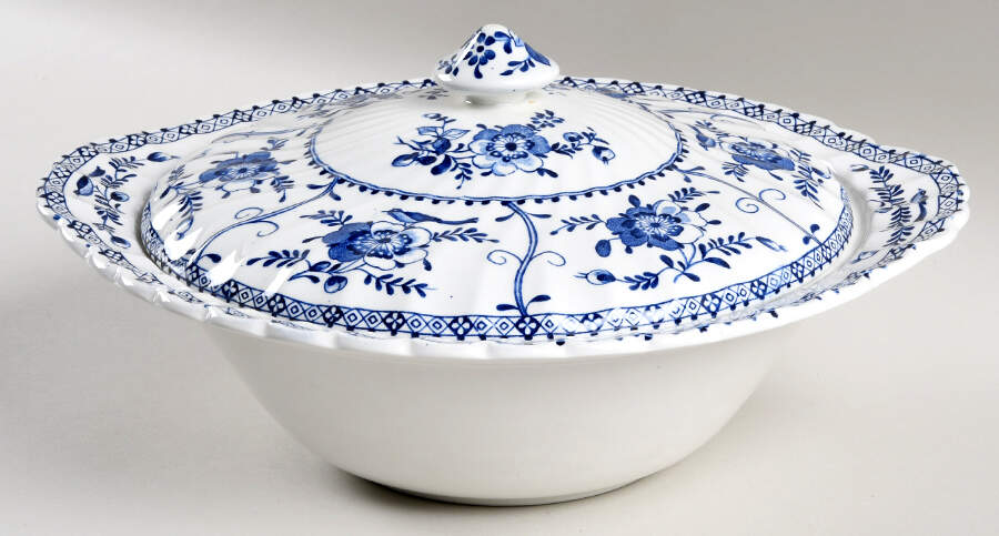 Indies Blue Round Covered Vegetable by Johnson Brothers-1
