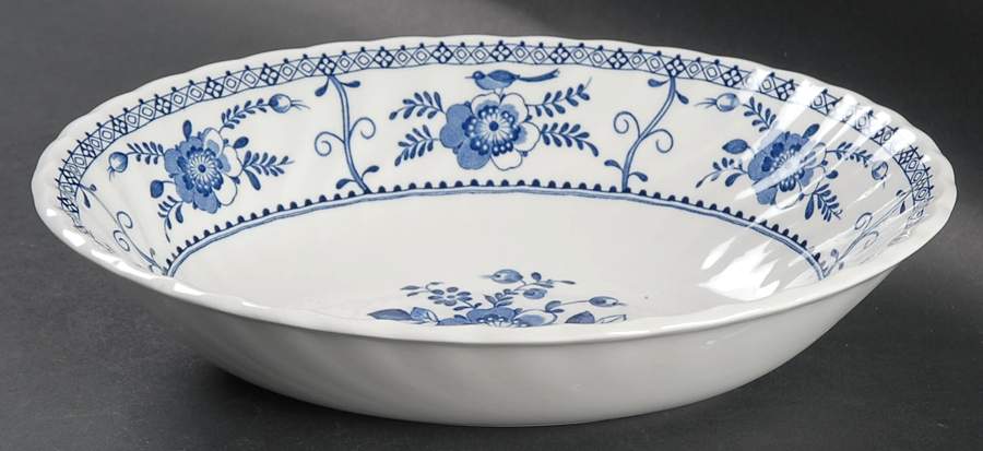 Indies Blue 8" Oval Vegetable Bowl by Johnson Brothers-1
