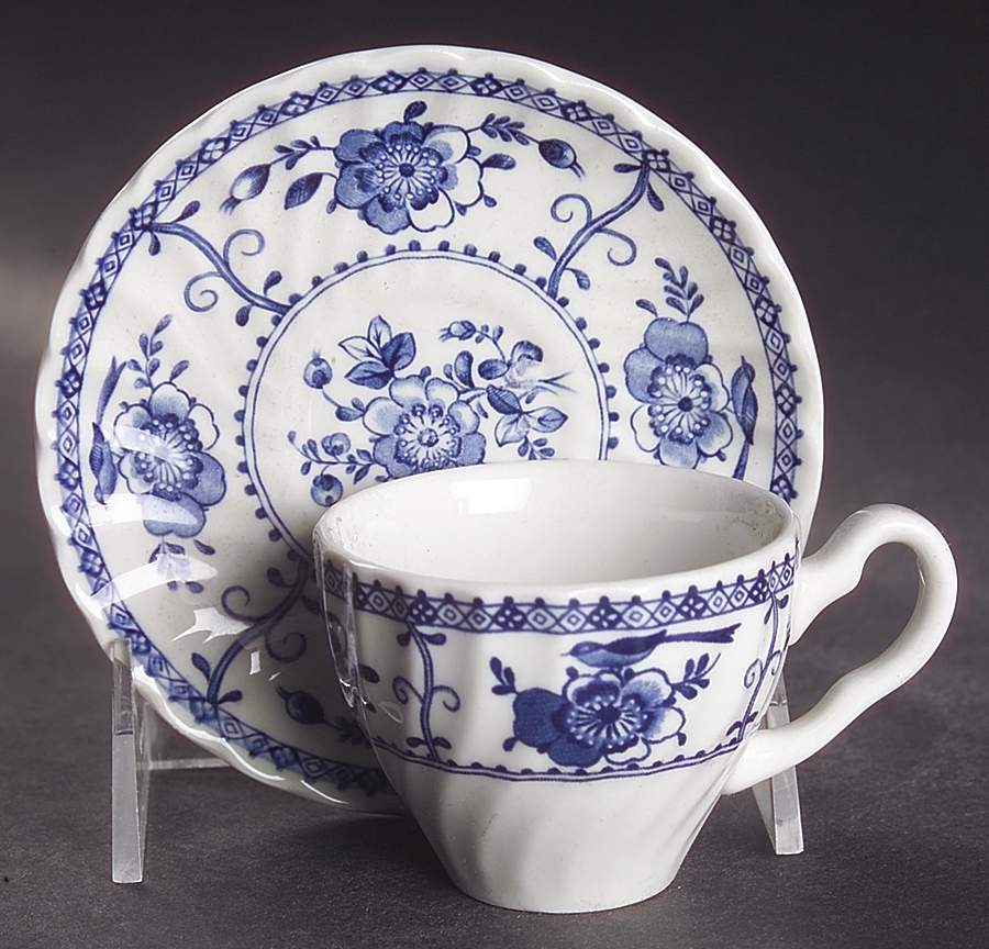 Indies Blue Flat Demitasse Cup & Saucer Set by Johnson Brothers-1