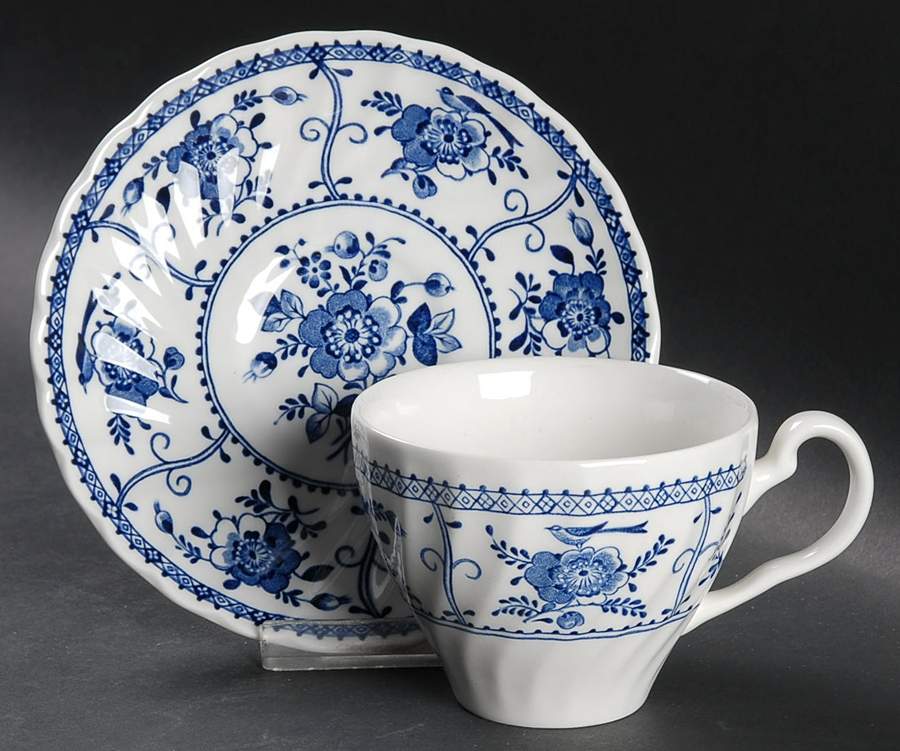 Indies Blue Flat Cup & Saucer Set by Johnson Brothers-1