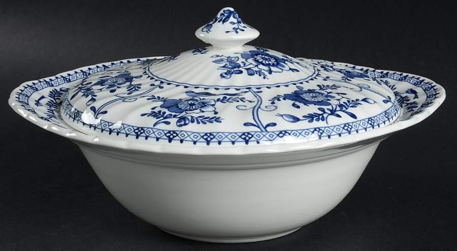 Indies Blue Round Covered Vegetable by Johnson Brothers-1