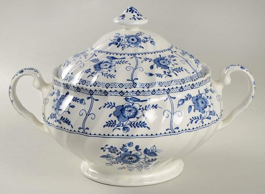 Indies Blue Round Covered Vegetable by Johnson Brothers-1
