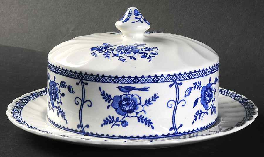 Indies Blue Round Covered Butter by Johnson Brothers-1