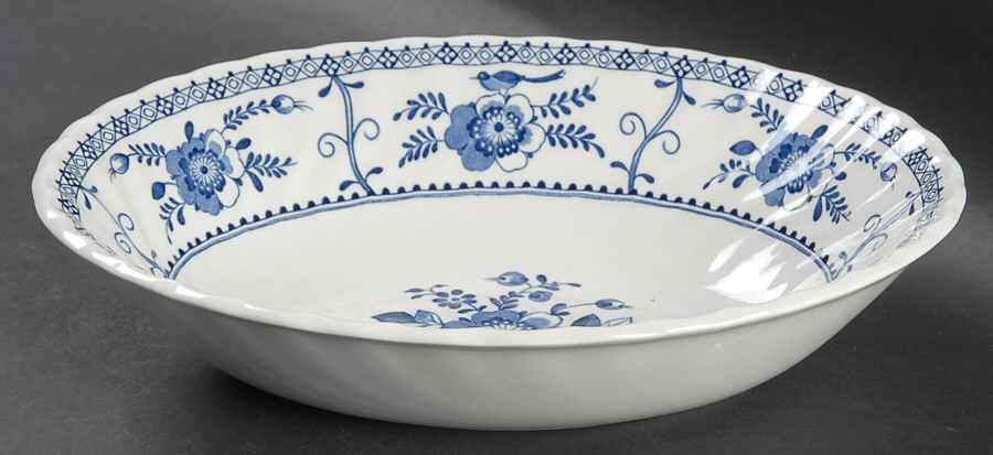 Indies Blue 8" Oval Vegetable Bowl by Johnson Brothers-1