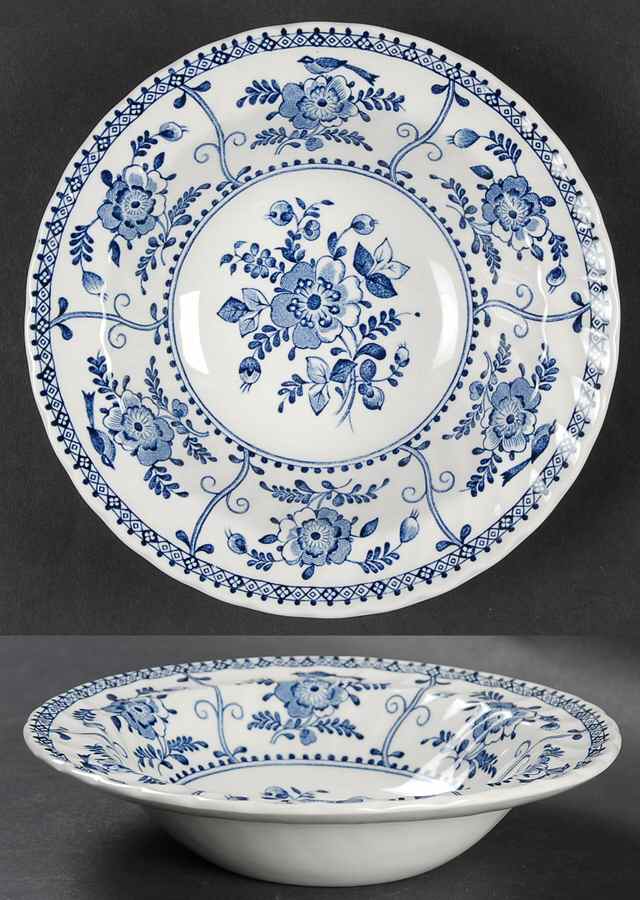 Indies Blue Rim Fruit/Dessert (Sauce) Bowl by Johnson Brothers-1
