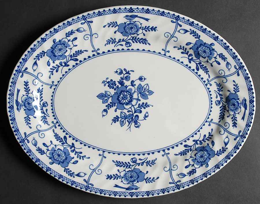 Indies Blue 11" Oval Serving Platter by Johnson Brothers-1