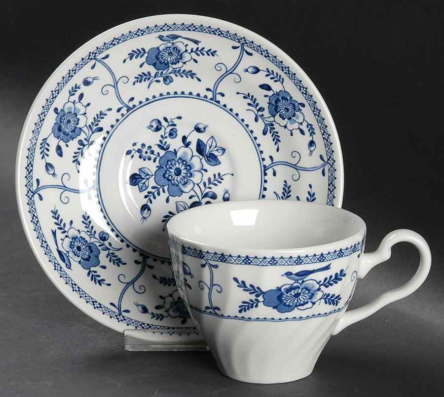 Indies Blue Oversized Cup & Saucer Set by Johnson Brothers-1