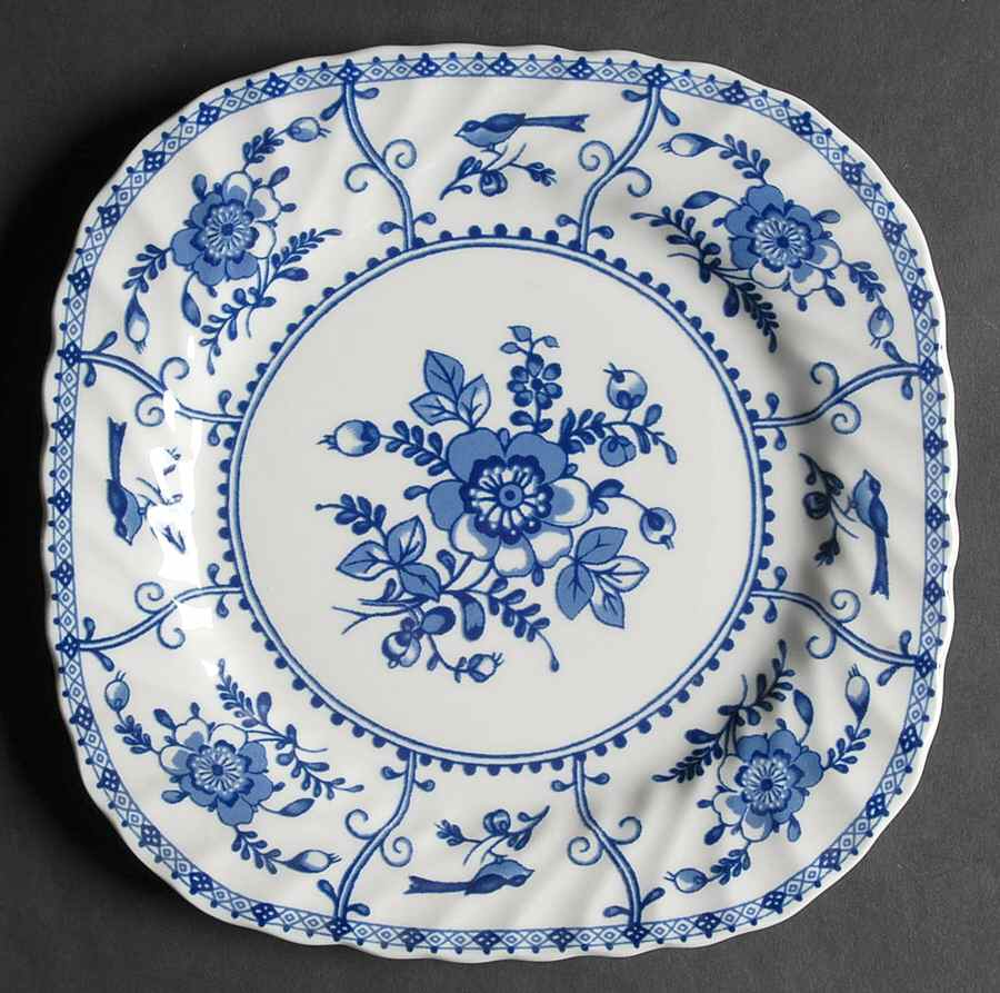 Indies Blue Square Salad Plate by Johnson Brothers-1