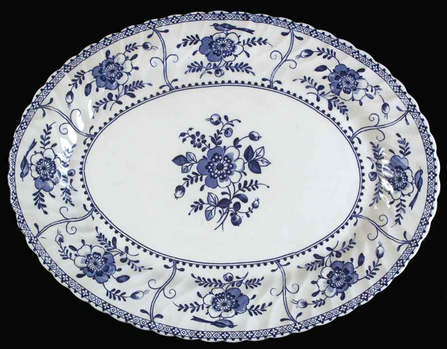 Indies Blue 13" Oval Serving Platter by Johnson Brothers-1