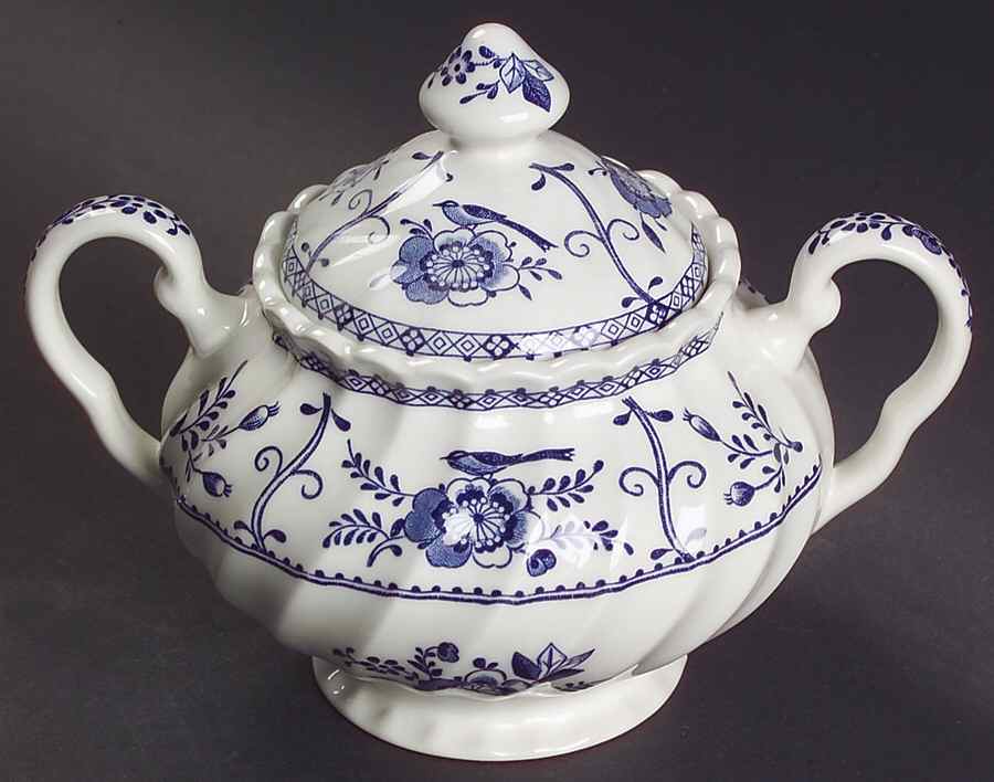 Indies Blue Sugar Bowl & Lid by Johnson Brothers-1