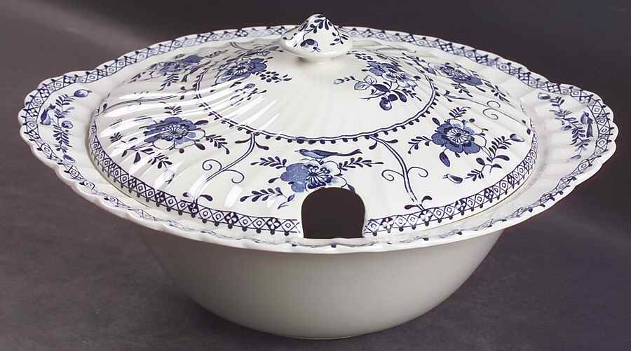 Indies Blue Round Covered Vegetable by Johnson Brothers-1