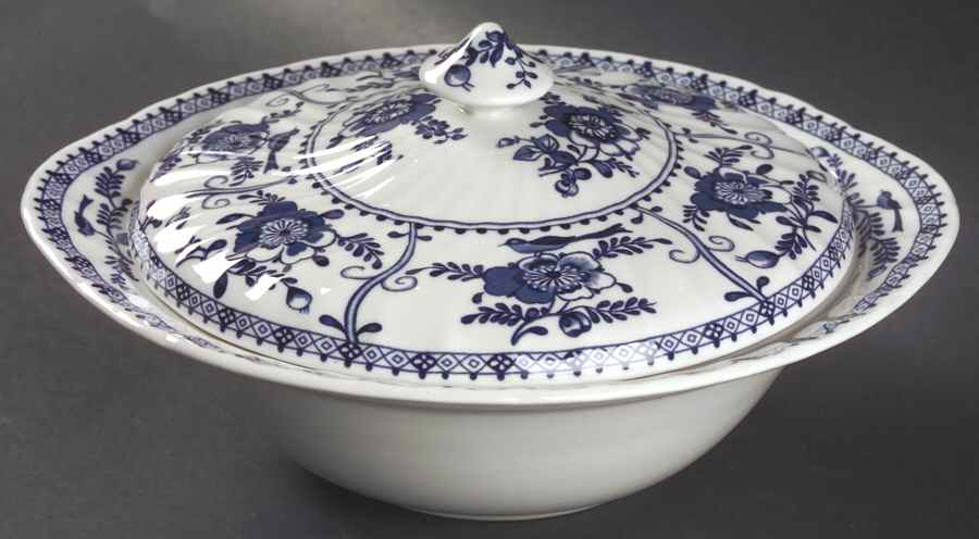 Indies Blue Round Covered Vegetable by Johnson Brothers-1