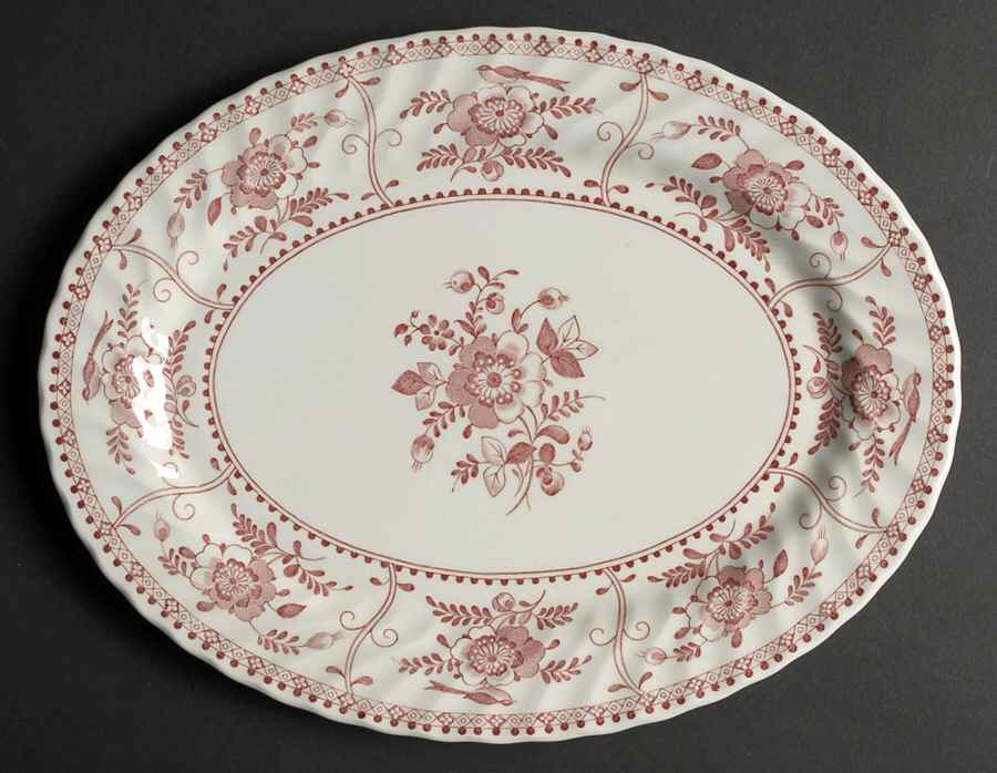 Indies Pink 11" Oval Serving Platter by Johnson Brothers-1