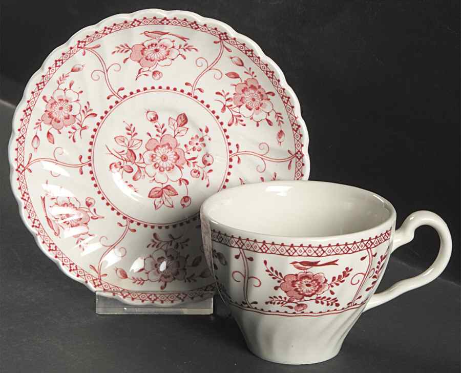 Indies Pink Flat Cup & Saucer Set by Johnson Brothers-1