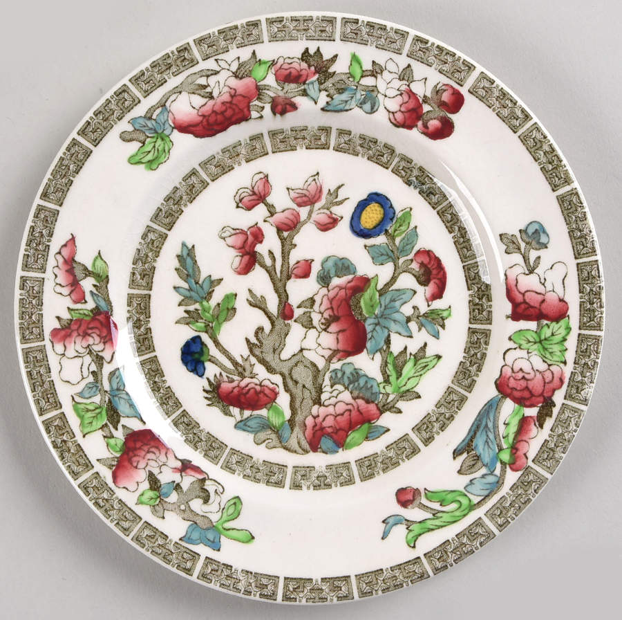Indian Tree (Green Key, Cream-Off White) Bread & Butter Plate by Johnson Brothers-1