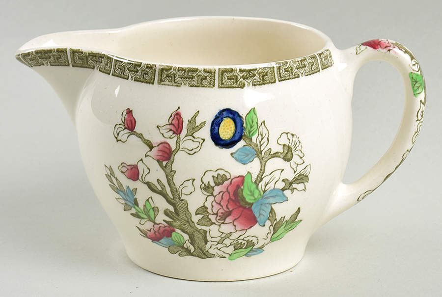 Indian Tree (Green Key, Cream-Off White) Creamer by Johnson Brothers-1