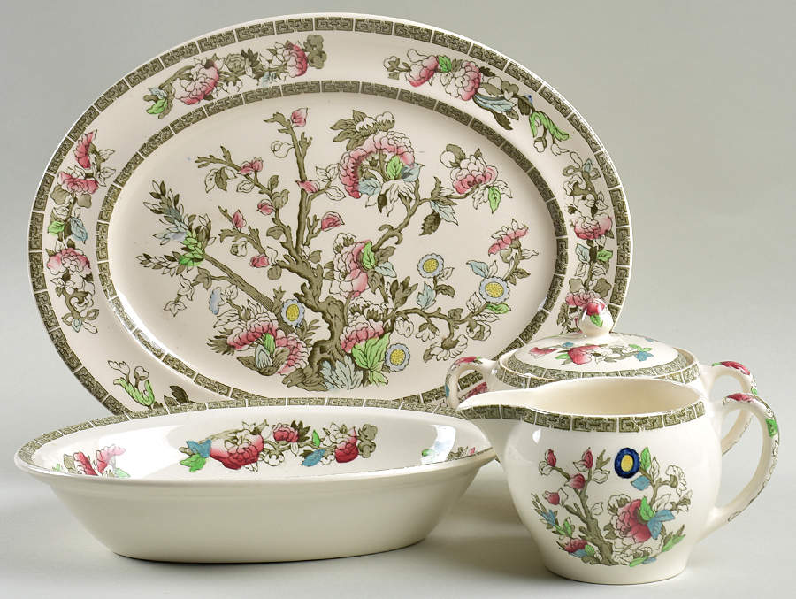 Indian Tree (Green Key, Cream-Off White) 5 Piece Hostess Set by Johnson Brothers-1