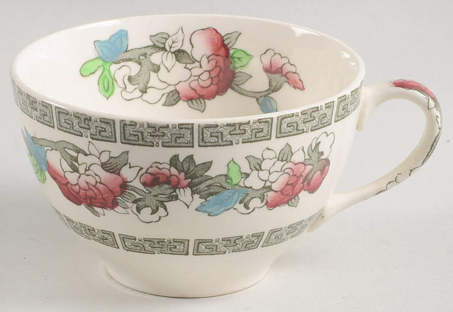 Indian Tree (Green Key, Cream-Off White) Flat Cup by Johnson Brothers-1