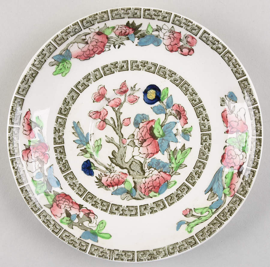Indian Tree (Green Key, Cream-Off White) Saucer for Oversized Cup by Johnson Brothers-1