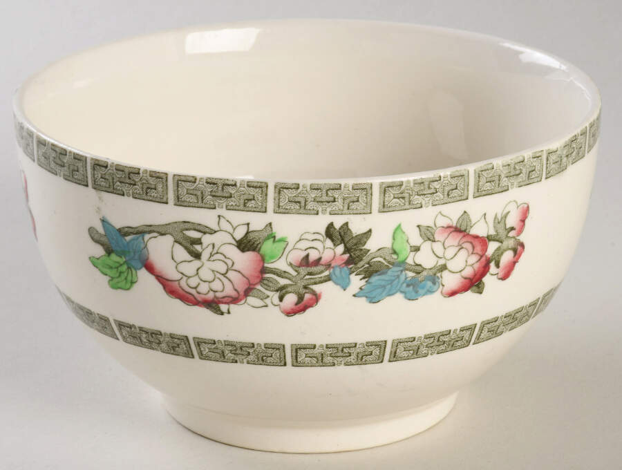 Indian Tree (Green Key, Cream-Off White) Cranberry Bowl by Johnson Brothers-1