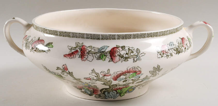 Indian Tree (Green Key, Cream-Off White) Tureen No Lid by Johnson Brothers-1