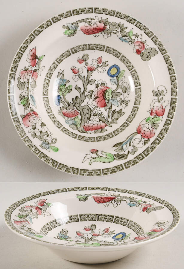 Indian Tree (Green Key, Cream-Off White) Rim Cereal Bowl by Johnson Brothers-1