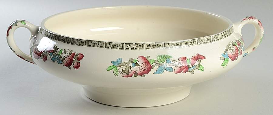 Indian Tree (Green Key, Cream-Off White) Tureen No Lid by Johnson Brothers-1