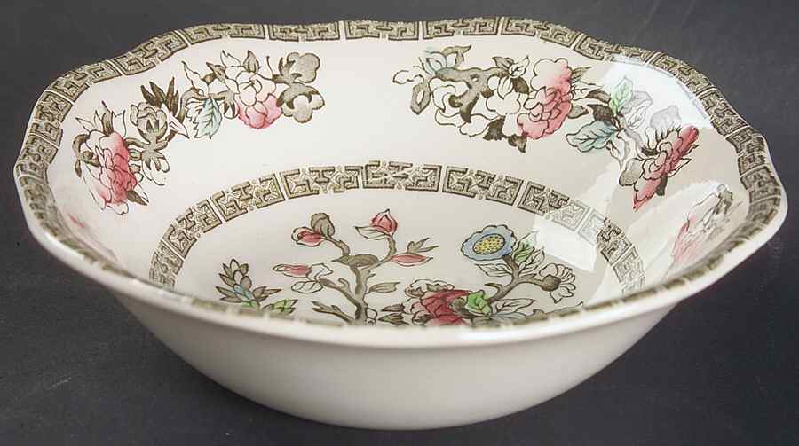 Indian Tree (Green Key, Cream-Off White) Square Cereal Bowl by Johnson Brothers-1