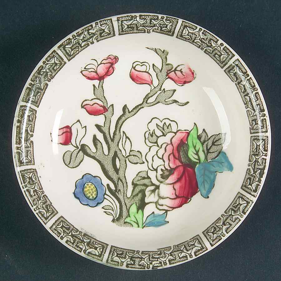 Indian Tree (Green Key, Cream-Off White) Butter Pat by Johnson Brothers-1