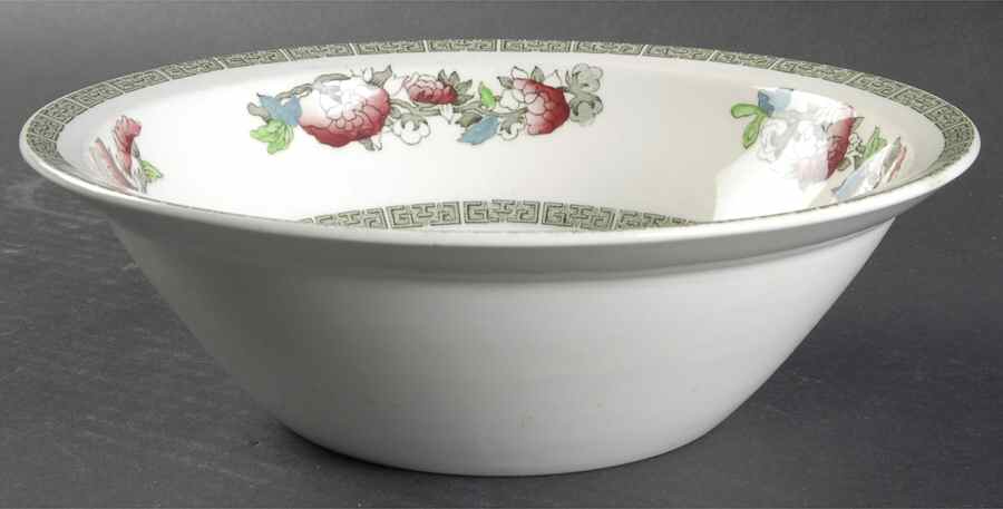 Indian Tree (Green Key, Cream-Off White) 8" Round Vegetable Bowl by Johnson Brothers-1