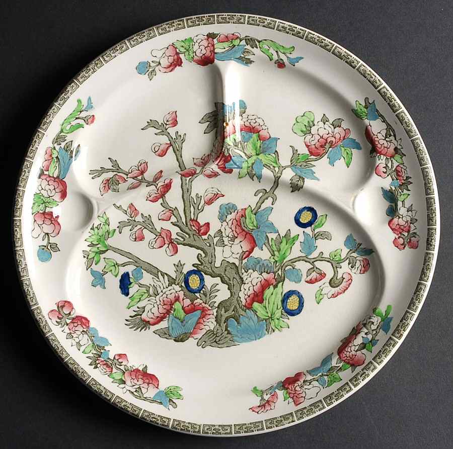 Indian Tree (Green Key, Cream-Off White) Grill Plate by Johnson Brothers-1