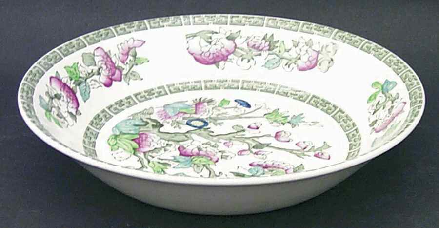 Indian Tree (Green Key, Cream-Off White) Coupe Soup Bowl by Johnson Brothers-1