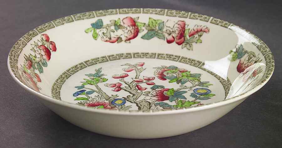 Indian Tree (Green Key, Cream-Off White) Coupe Soup Bowl by Johnson Brothers-1