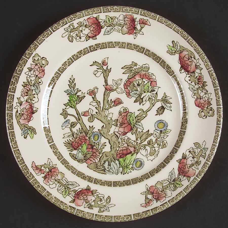 Indian Tree (Green Key, Cream-Off White) Luncheon Plate by Johnson Brothers-1
