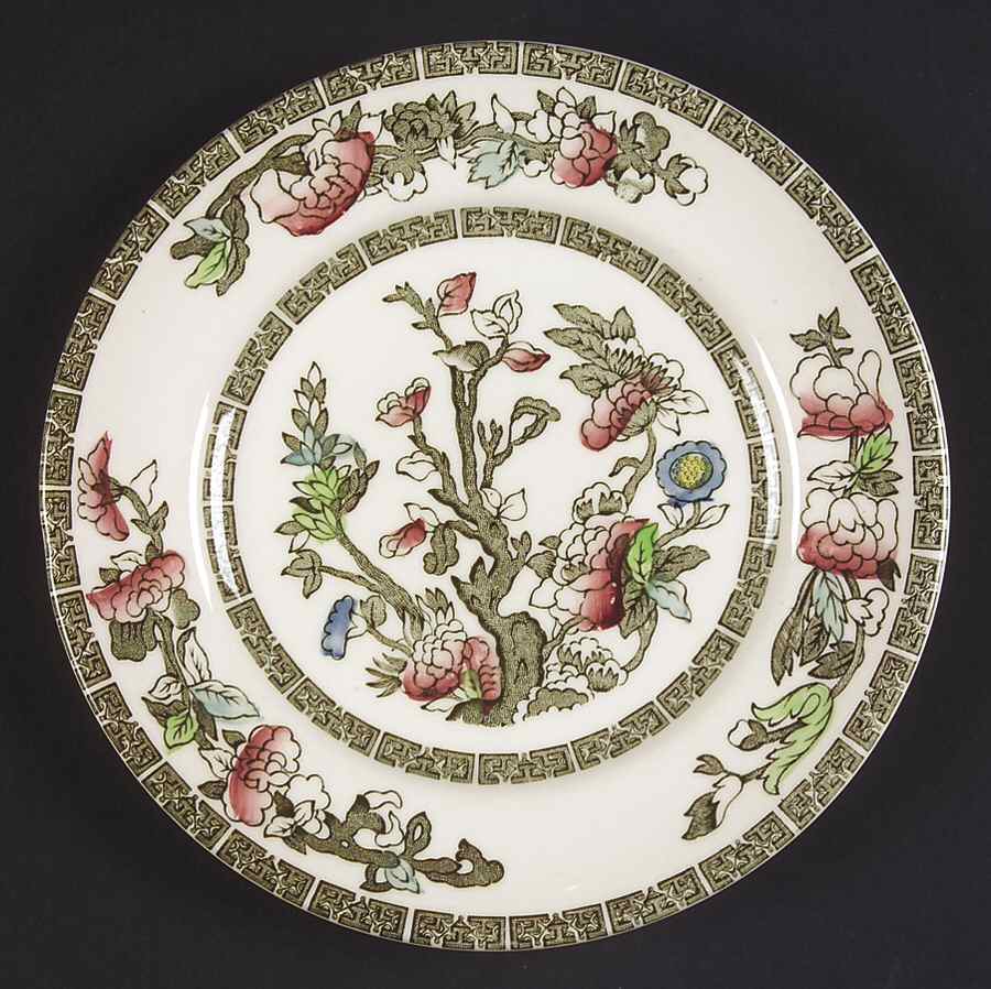 Indian Tree (Green Key, Cream-Off White) Dessert/Pie Plate by Johnson Brothers-1
