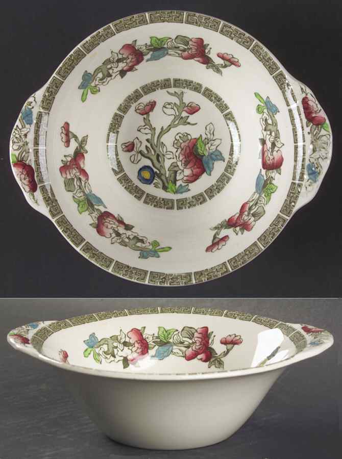 Indian Tree (Green Key, Cream-Off White) Lugged Cereal Bowl by Johnson Brothers-1