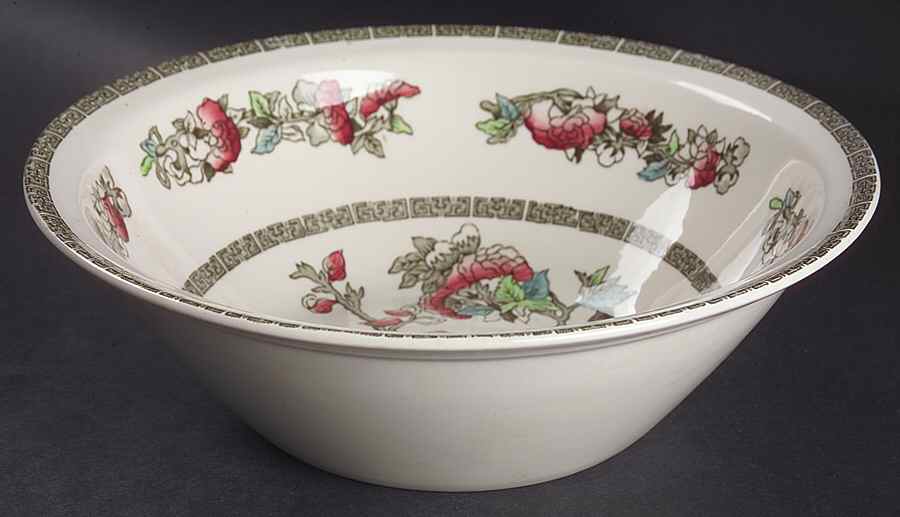 Indian Tree (Green Key, Cream-Off White) 9" Round Vegetable Bowl by Johnson Brothers-1