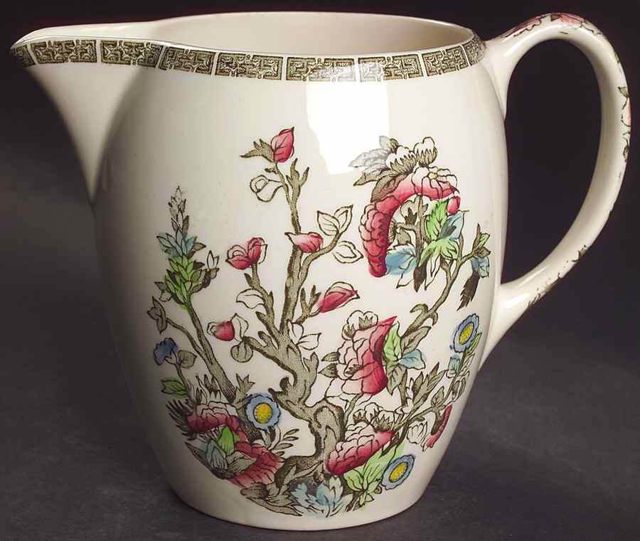 Indian Tree (Green Key, Cream-Off White) 32 Oz Pitcher by Johnson Brothers-1
