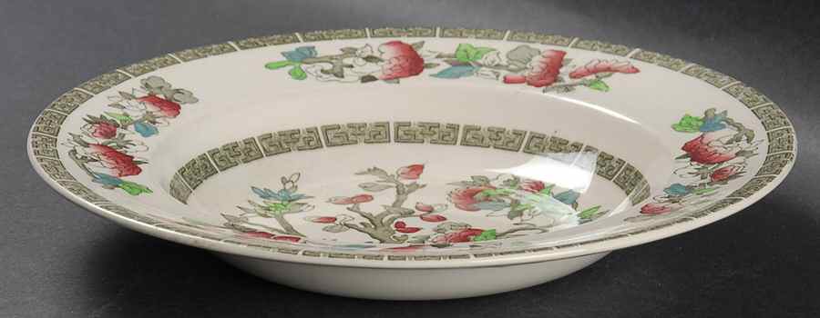 Indian Tree (Green Key, Cream-Off White) Rim Soup Bowl by Johnson Brothers-1