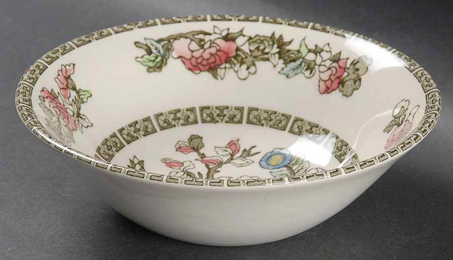 Indian Tree (Green Key, Cream-Off White) Coupe Cereal Bowl by Johnson Brothers-1