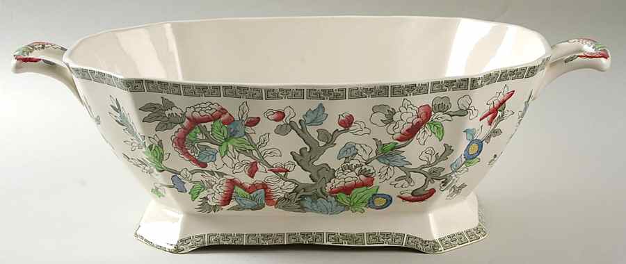 Indian Tree (Green Key, Cream-Off White) Rectangular Tureen No Lid by Johnson Brothers-1