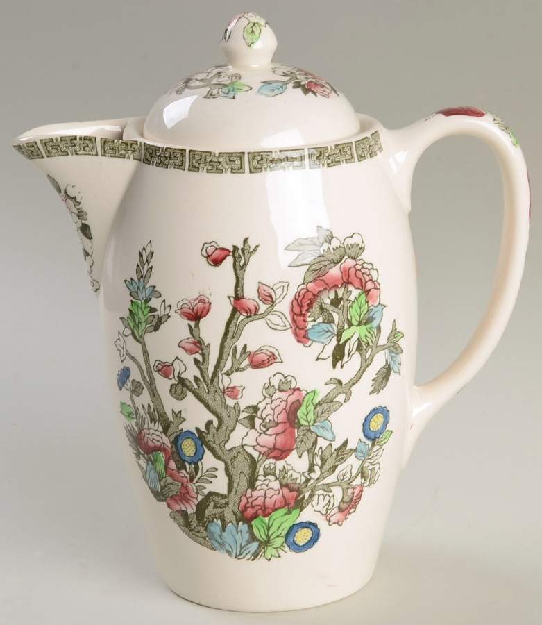 Indian Tree (Green Key, Cream-Off White) Hot Water Jug & Lid by Johnson Brothers-1