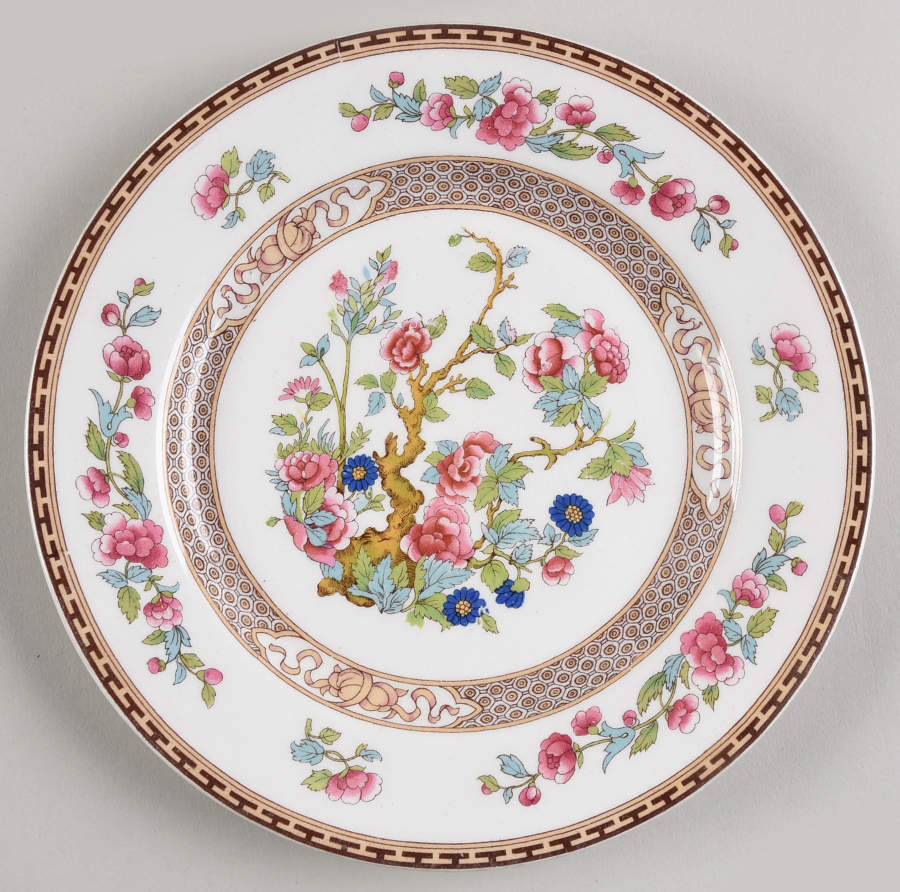Indian Tree (Brown Key, White) Salad Plate by Johnson Brothers-1