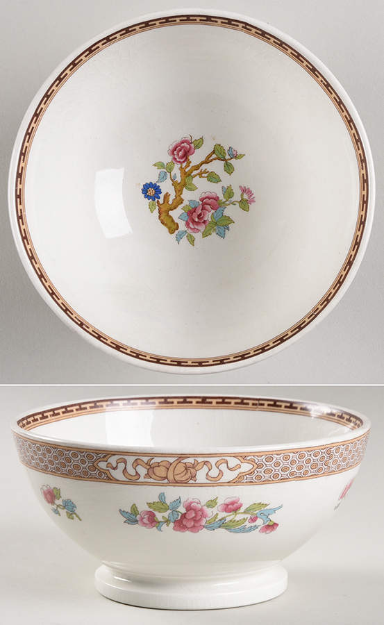 Indian Tree (Brown Key, White) Cranberry Bowl by Johnson Brothers-1