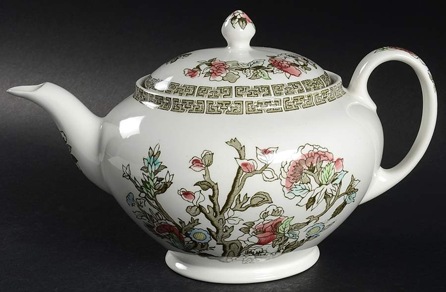 Indian Tree (Green Key, Paper White) Teapot & Lid by Johnson Brothers-1